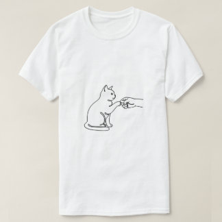 Minimalist Cat Fist Bump Line Art T-Shirt for Men