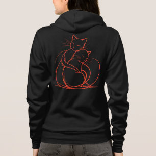 Minimalist Cat Hug Design - Adorable Feline Love Hoodie