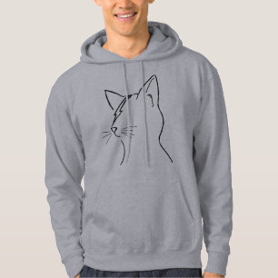 Minimalist Cat Lightning Bolt Line Art Modern Simp Hoodie