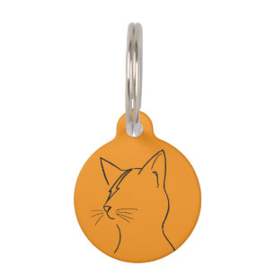 Minimalist Cat Lightning Bolt Line Art Modern Simp Pet ID Tag