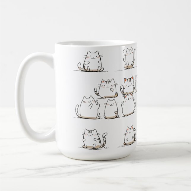 Minimalist Cat Line Art - Elegant Hand-Drawn Coffee Mug (Left)