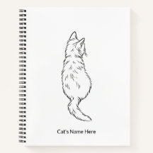Minimalist Cat Line Art Personalized Name Notebook