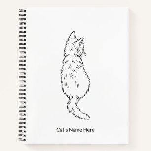 Minimalist Cat Line Art Personalized Name Notebook