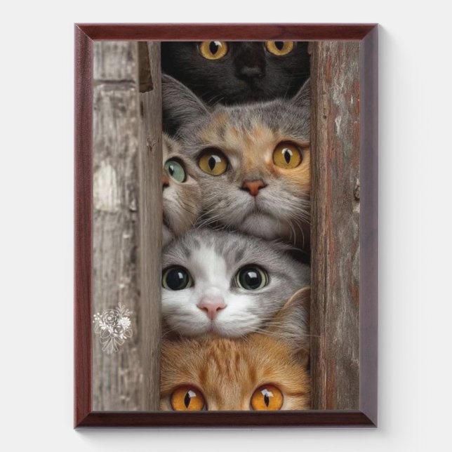 Minimalist Cat Line Art Wall Poster  Award Plaque (Vertical)