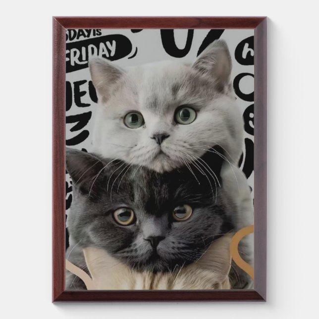 Minimalist Cat Line Art Wall Poster  Award Plaque (Vertical)