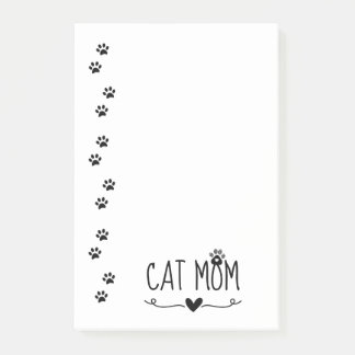 Minimalist Cat Mom Cute Paw Print Heart Cat Lover Post-it Notes