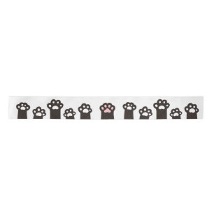 Minimalist Cat Paws Pattern Satin Ribbon