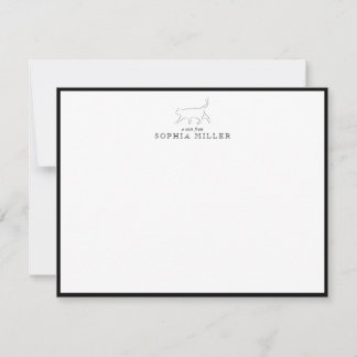 Minimalist Cat Silhouette Black Border Note Card