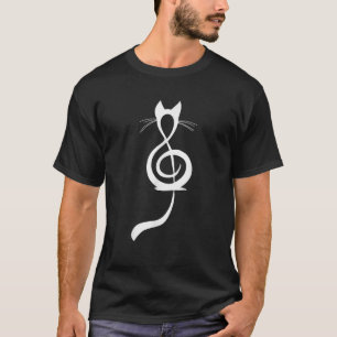 Minimalist Cat Treble Clef Music Art Music Lover D T-Shirt