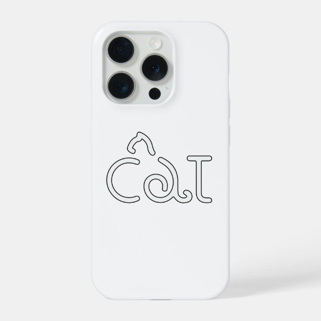 Minimalist Cat Typography Design – Modern Line Art iPhone Case (Back)