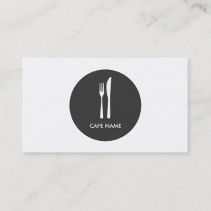 Minimalist Catering Fork and Knife Circle Logo Business Card
