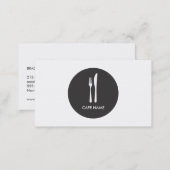 Minimalist Catering Fork and Knife Circle Logo Business Card (Front/Back)