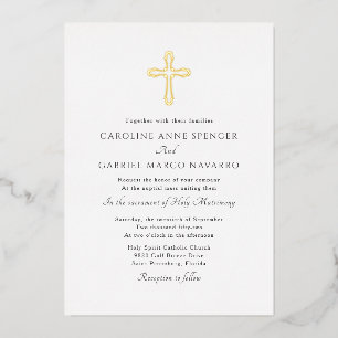 Minimalist Catholic Mass Wedding Foil Invitation