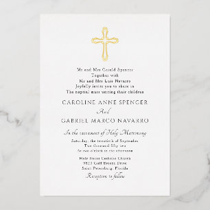 Minimalist Catholic Mass Wedding Foil Invitation