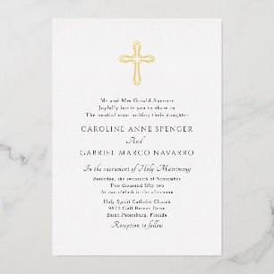 Minimalist Catholic Mass Wedding Foil Invitation