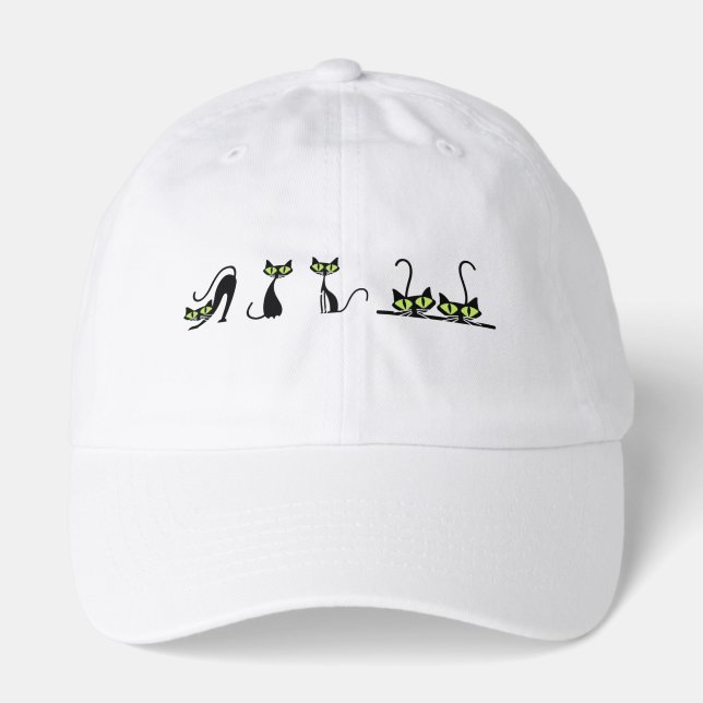 Minimalist Cats Baseball Cap - Cute Kitten Line  (Front)