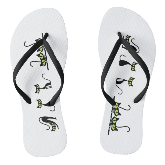 Minimalist Cats Flip Flops - Cute Kitten Line Art  (Footbed)