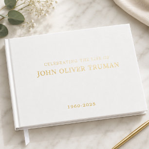Minimalist Celebrating Life of Memorial Funeral Foil Guest Book