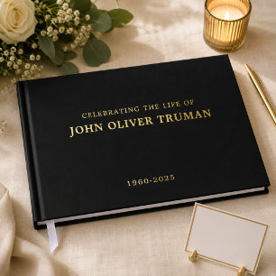 Minimalist Celebrating Life of Memorial Funeral Foil Guest Book