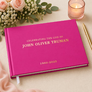 Minimalist Celebrating Life of Memorial Funeral Foil Guest Book