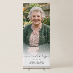 Minimalist Celebrating the Life Funeral Photo Retractable Banner
