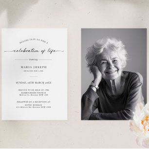 Minimalist Celebration of Life Funeral Photo Invitation