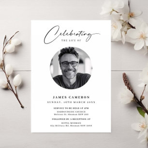 Minimalist Celebration of Life Funeral Photo Invitation