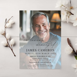Minimalist Celebration of Life Funeral Photo Invitation