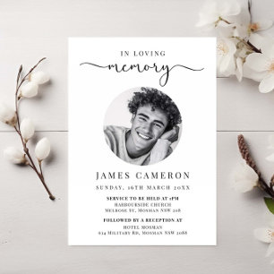 Minimalist Celebration of Life Funeral Photo Invitation
