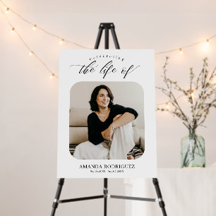 Minimalist Celebration of Life Photo Black&White Foam Board