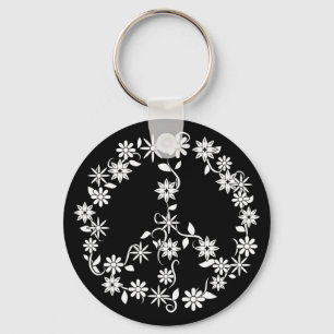 Minimalist Celestial Starburst Peace Sign Keychain