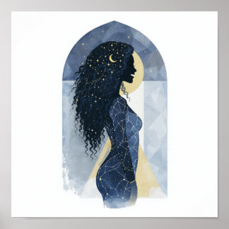 Minimalist Celestial Woman Terracotta Poster