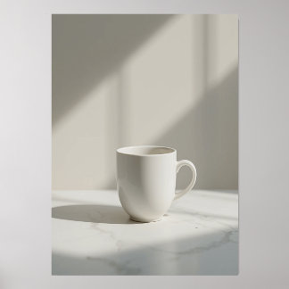 Minimalist Ceramic Cup on White Table Holder