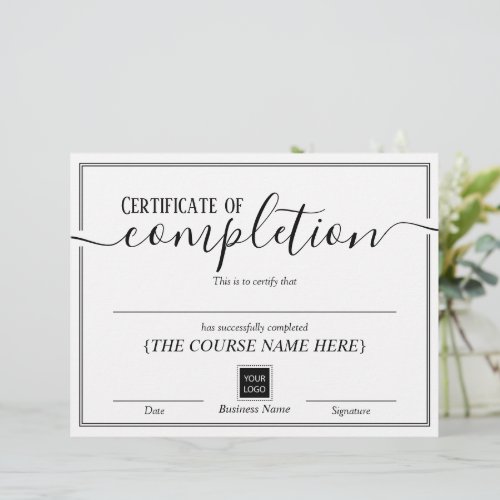 Minimalist Certificate of Completion Award