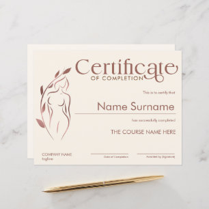 Minimalist Certificate of Completion Body Sculptin