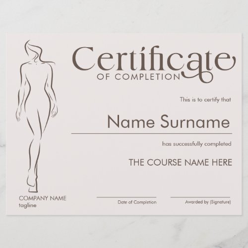 Minimalist Certificate of Completion Body Sculptin