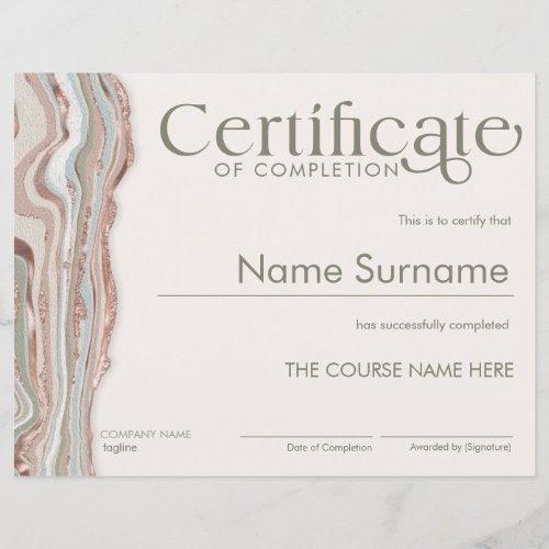 Minimalist Certificate of Completion Boho