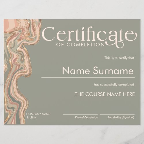 Minimalist Certificate of Completion Boho