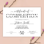 Minimalist Certificate of Completion Course Award<br><div class="desc">Minimalist Certificate Award in white and black, perfect for completion certificates for lash or beauty salon courses. You can also use this modern certificate of achievement design with elegant script font for any type of diploma. This simple professional course award features modern cut through letters and calligraphy style font creating...</div>