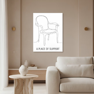 Minimalist Chair of Support Line Art Canvas Photo Tile
