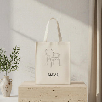 Minimalist Chair of Support Line Art Grocery Bag