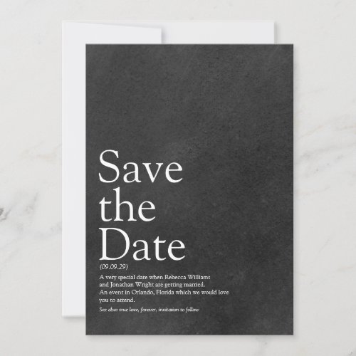 Minimalist Chalkboard Save the Date Definition