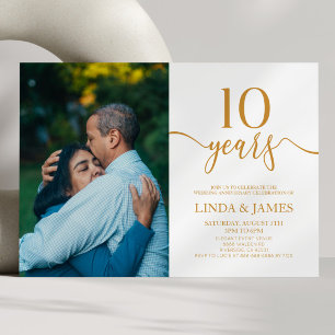 Minimalist Champagne 10th Wedding Anniversary Invitation