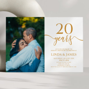 Minimalist Champagne 20th Wedding Anniversary Invitation