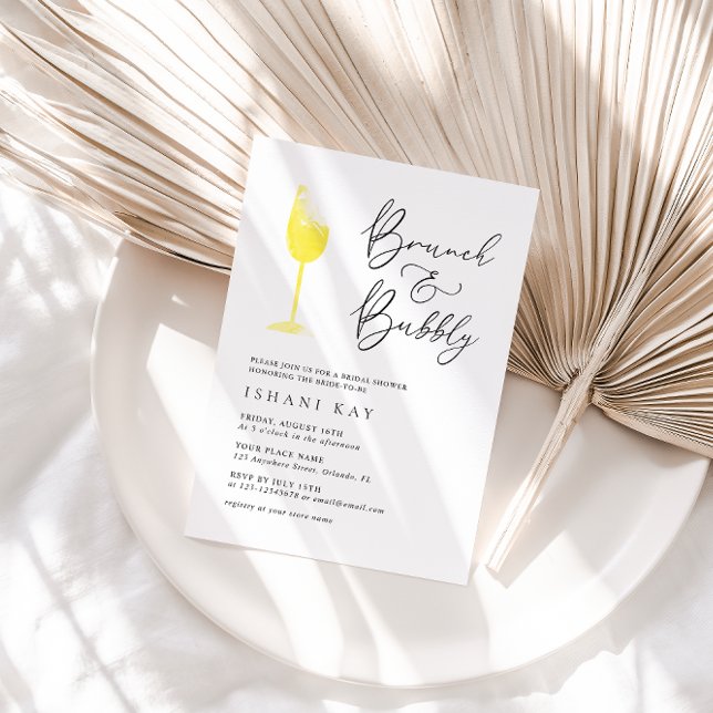 Minimalist Champange Brunch & Bubbly Bridal Shower Invitation (Creator Uploaded)