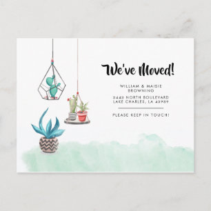 Minimalist Change of Address Boho Plants Moving Announcement Postcard