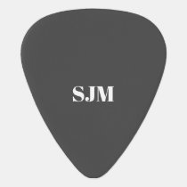 Minimalist charcoal custom monogram initials name guitar pick