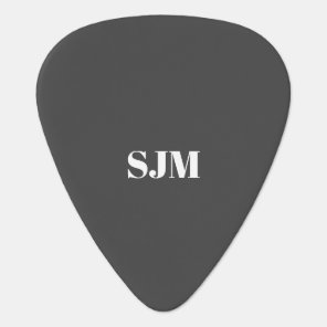 Minimalist charcoal custom monogram initials name  guitar pick