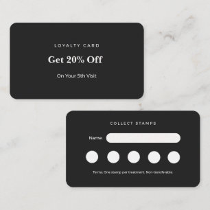 Minimalist Charcoal Esthetician Loyalty Punch Card