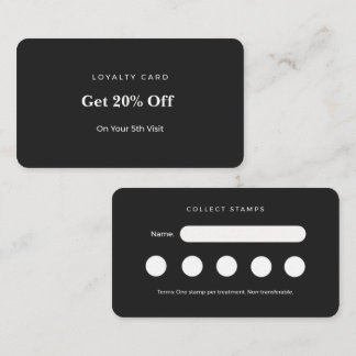Minimalist Charcoal Esthetician Loyalty Punch Card